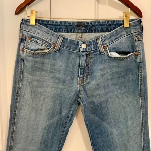 7 For All Mankind Sequined A Pocket Wide Leg Jeans Size 29 - Picture 4 of 12